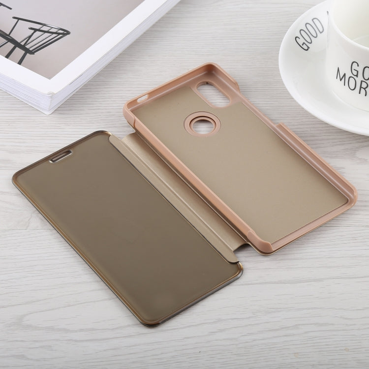 Mirror Clear View Horizontal Flip PU Leather Case for Xiaomi Mi 8, with Holder