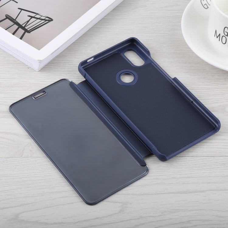 Mirror Clear View Horizontal Flip PU Leather Case for Xiaomi Mi 8, with Holder