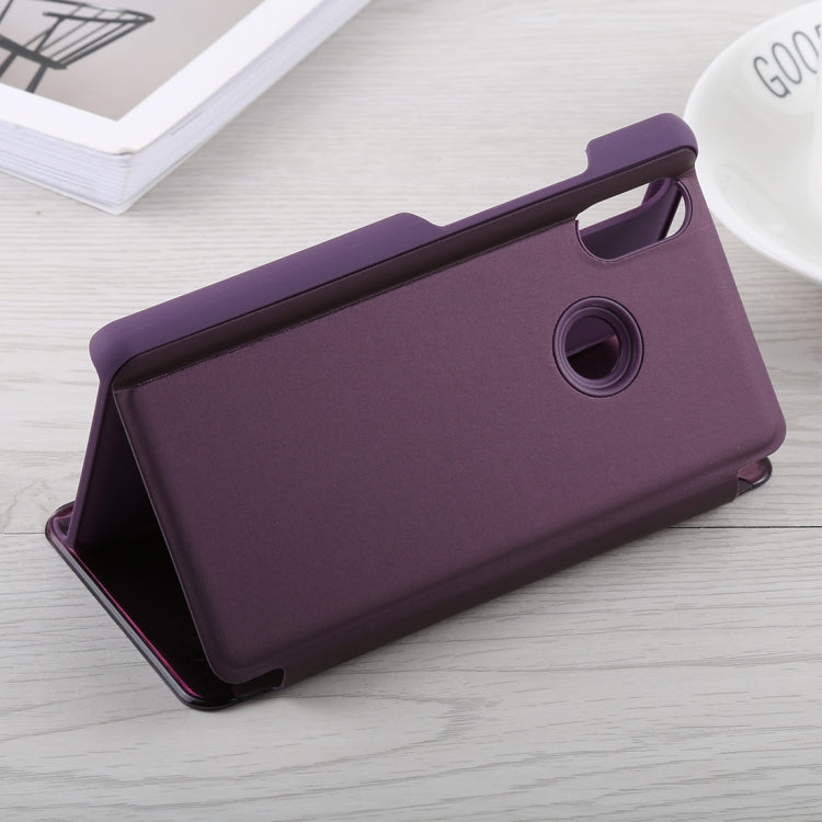 Mirror Clear View Horizontal Flip PU Leather Case for Xiaomi Mi 8, with Holder