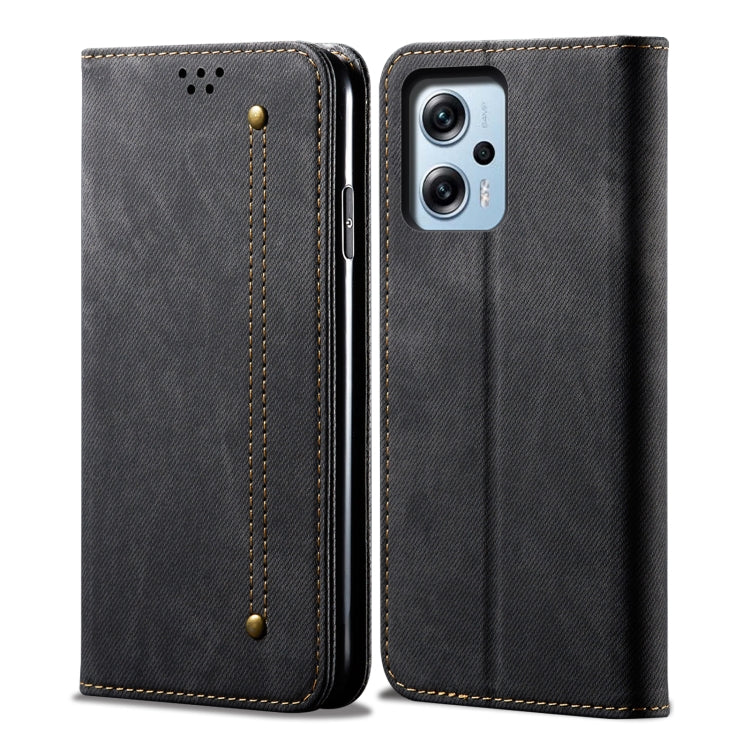 Denim Texture Leather Phone Case For Xiaomi Redmi Note 11T Pro+ / Note 12 T Pro / Poco X4 GT
