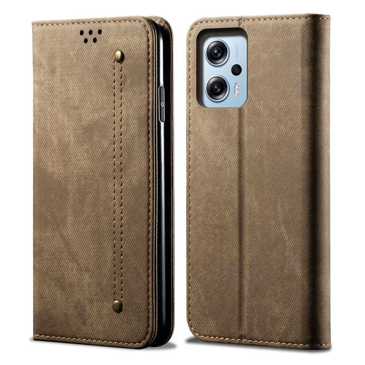 Denim Texture Leather Phone Case For Xiaomi Redmi Note 11T Pro+ / Note 12 T Pro / Poco X4 GT