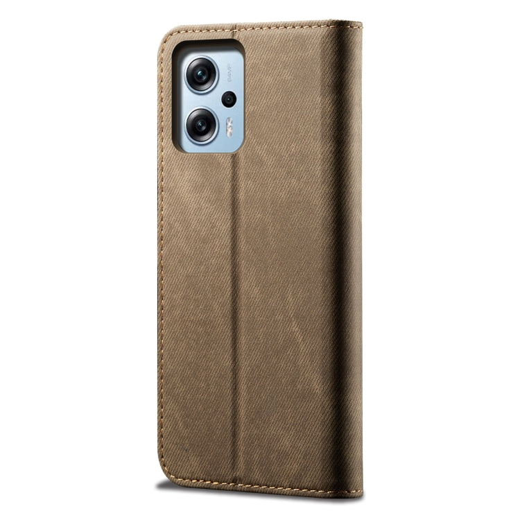 Denim Texture Leather Phone Case For Xiaomi Redmi Note 11T Pro+ / Note 12 T Pro / Poco X4 GT