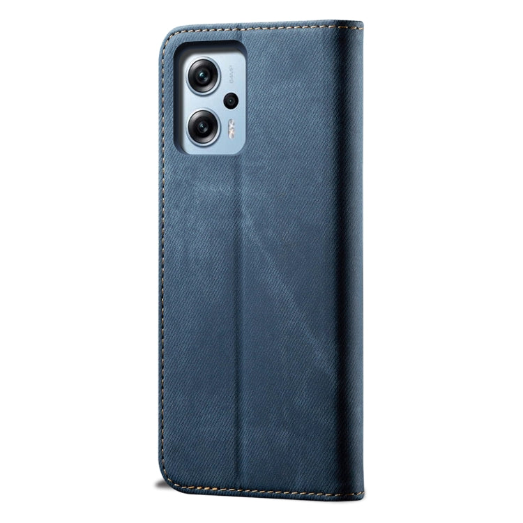 Denim Texture Leather Phone Case For Xiaomi Redmi Note 11T Pro+ / Note 12 T Pro / Poco X4 GT