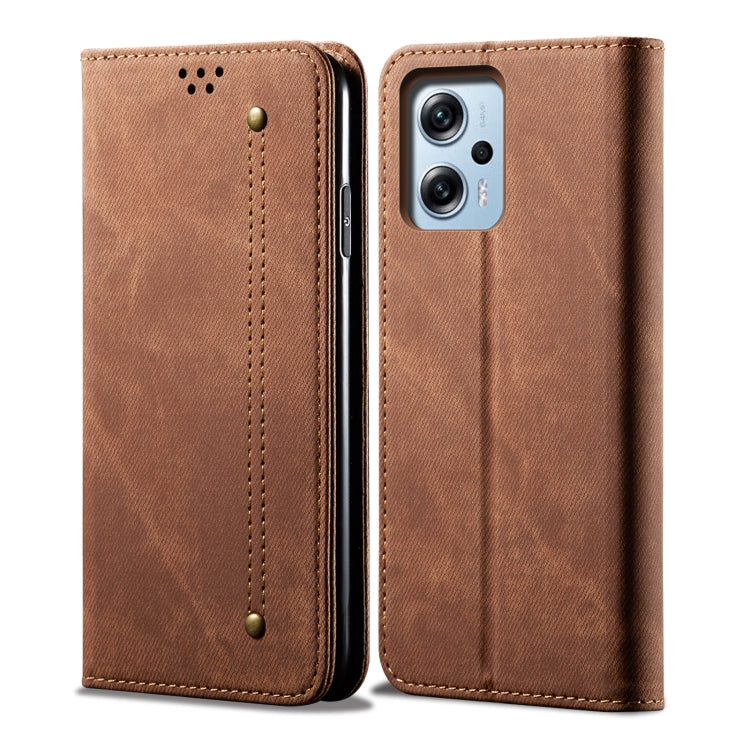 Denim Texture Leather Phone Case For Xiaomi Redmi Note 11T Pro+ / Note 12 T Pro / Poco X4 GT
