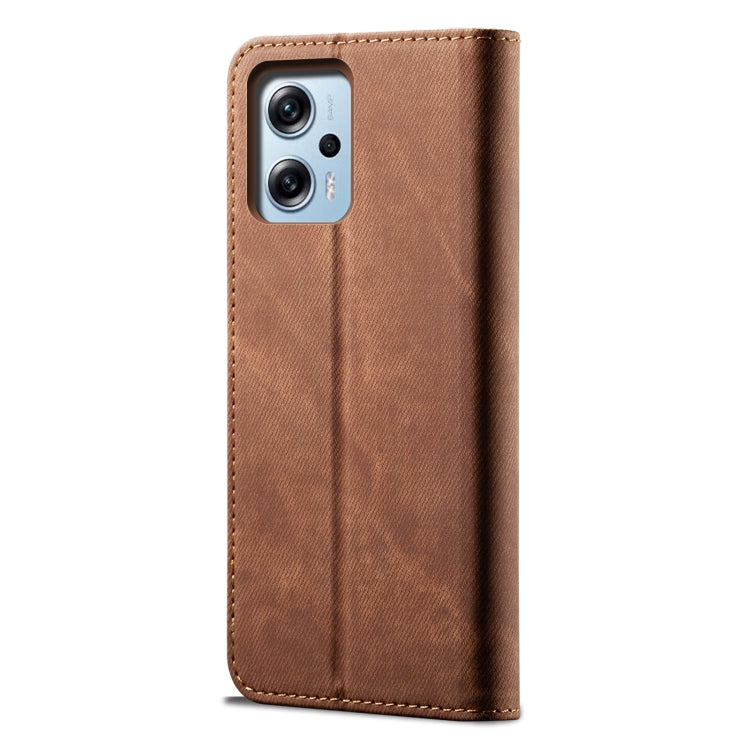 Denim Texture Leather Phone Case For Xiaomi Redmi Note 11T Pro+ / Note 12 T Pro / Poco X4 GT