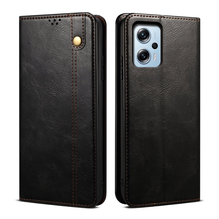 Oil Wax Crazy Horse Texture Leather Phone Case For Xiaomi Redmi Note 11T Pro+ / Note 12 T Pro / Poco X4 GT