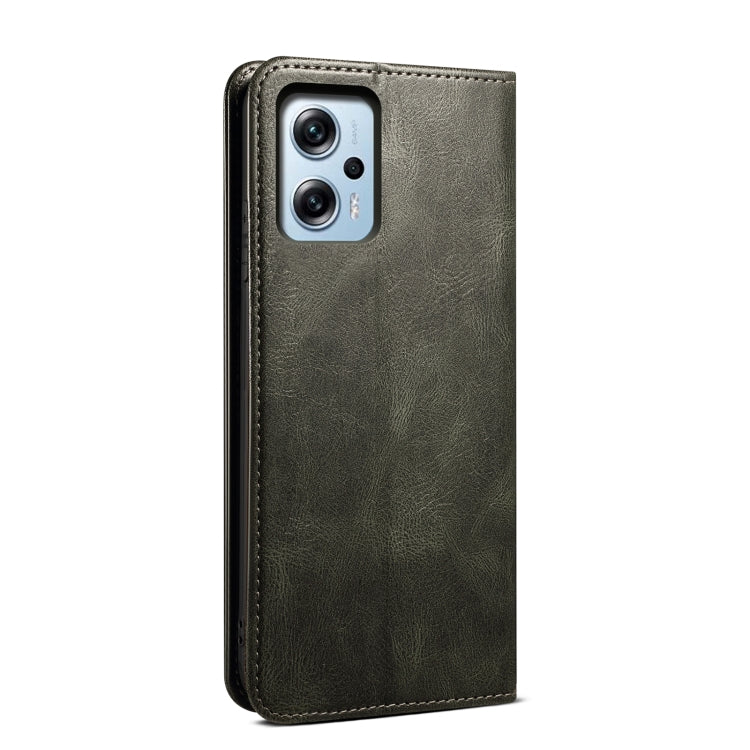 Oil Wax Crazy Horse Texture Leather Phone Case For Xiaomi Redmi Note 11T Pro+ / Note 12 T Pro / Poco X4 GT