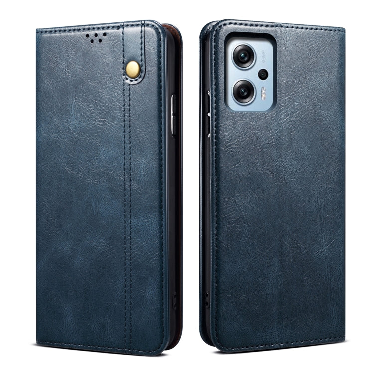 Oil Wax Crazy Horse Texture Leather Phone Case For Xiaomi Redmi Note 11T Pro+ / Note 12 T Pro / Poco X4 GT