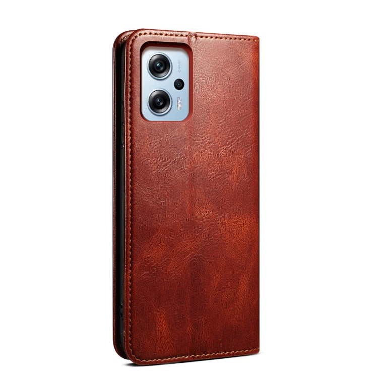 Oil Wax Crazy Horse Texture Leather Phone Case For Xiaomi Redmi Note 11T Pro+ / Note 12 T Pro / Poco X4 GT