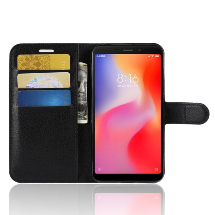 Litchi Texture Horizontal Flip Leather Case for Xiaomi Redmi 6, with Wallet & Holder & Card Slots