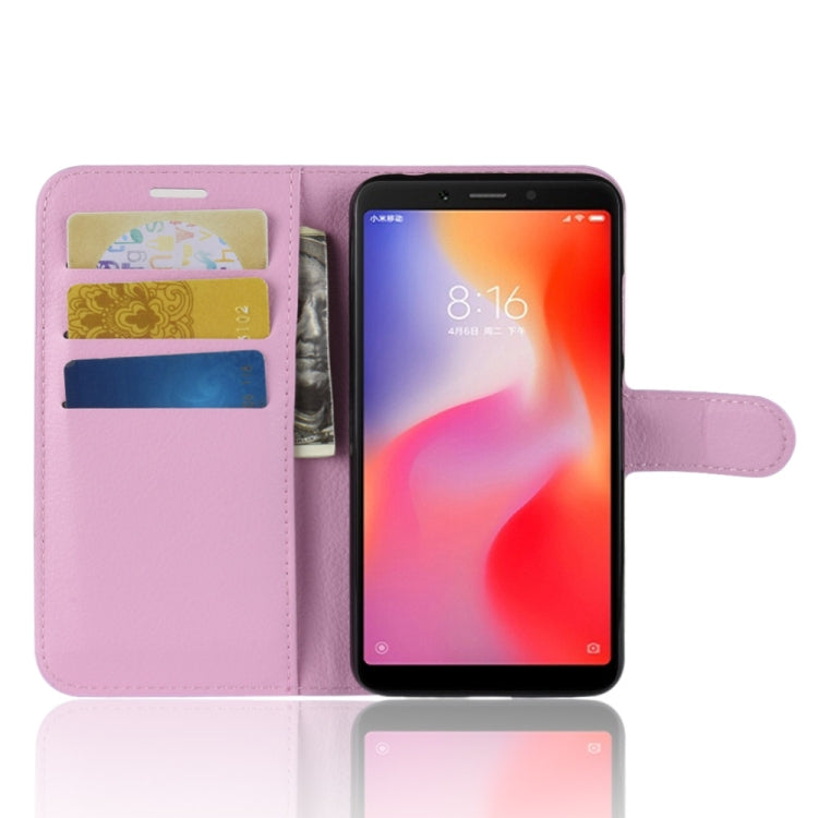 Litchi Texture Horizontal Flip Leather Case for Xiaomi Redmi 6, with Wallet & Holder & Card Slots