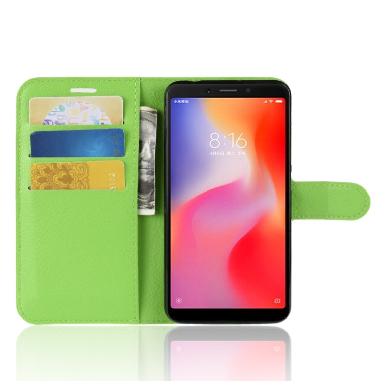 Litchi Texture Horizontal Flip Leather Case for Xiaomi Redmi 6, with Wallet & Holder & Card Slots