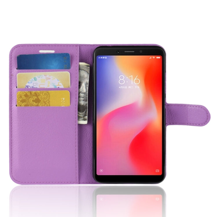 Litchi Texture Horizontal Flip Leather Case for Xiaomi Redmi 6, with Wallet & Holder & Card Slots