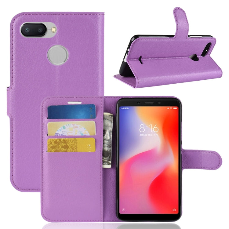 Litchi Texture Horizontal Flip Leather Case for Xiaomi Redmi 6, with Wallet & Holder & Card Slots