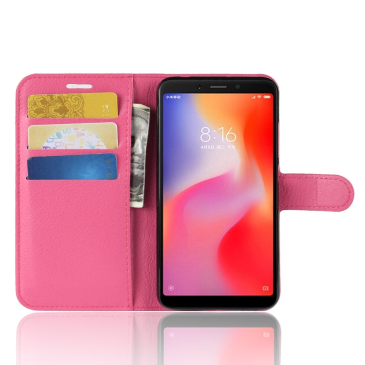 Litchi Texture Horizontal Flip Leather Case for Xiaomi Redmi 6, with Wallet & Holder & Card Slots
