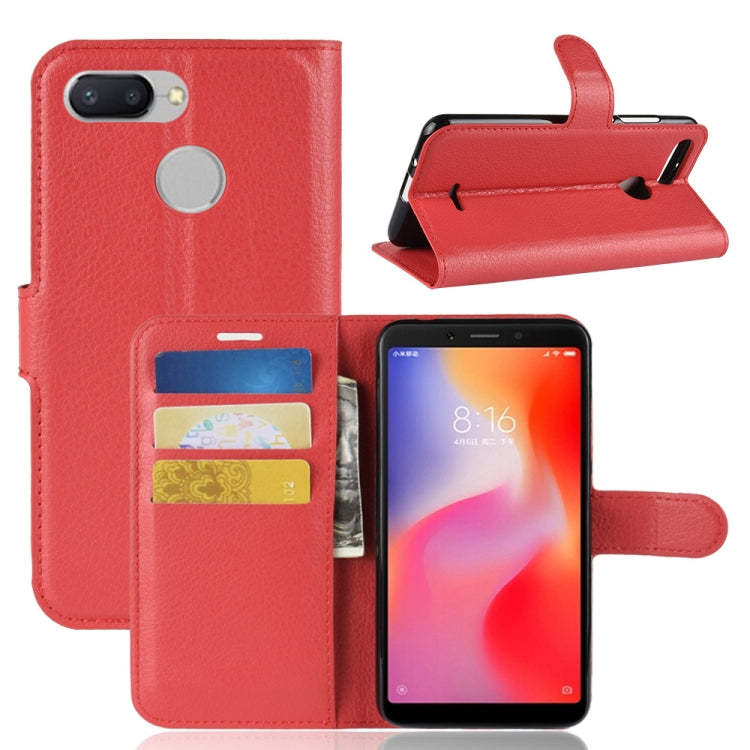 Litchi Texture Horizontal Flip Leather Case for Xiaomi Redmi 6, with Wallet & Holder & Card Slots