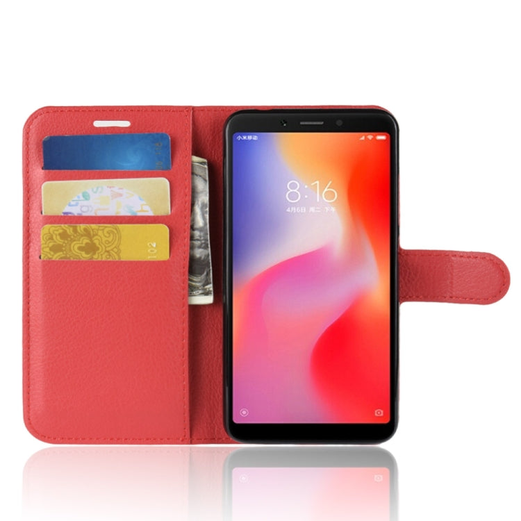 Litchi Texture Horizontal Flip Leather Case for Xiaomi Redmi 6, with Wallet & Holder & Card Slots