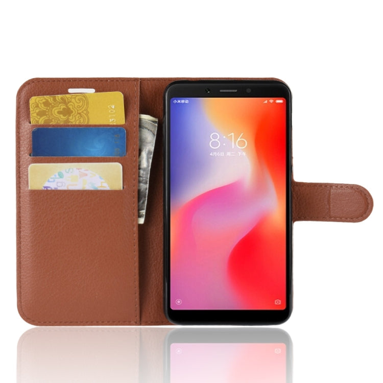 Litchi Texture Horizontal Flip Leather Case for Xiaomi Redmi 6, with Wallet & Holder & Card Slots