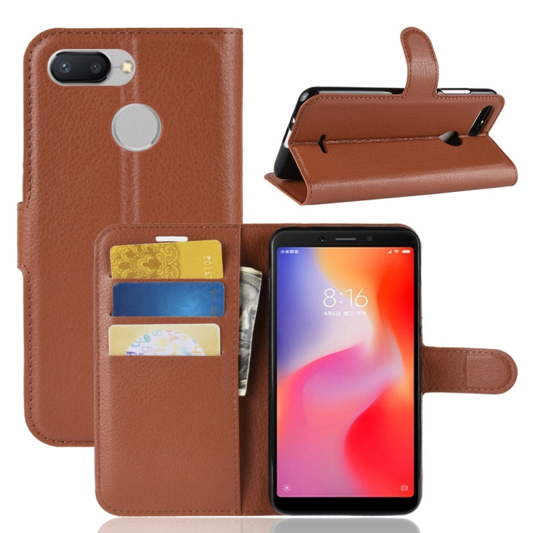 Litchi Texture Horizontal Flip Leather Case for Xiaomi Redmi 6, with Wallet & Holder & Card Slots