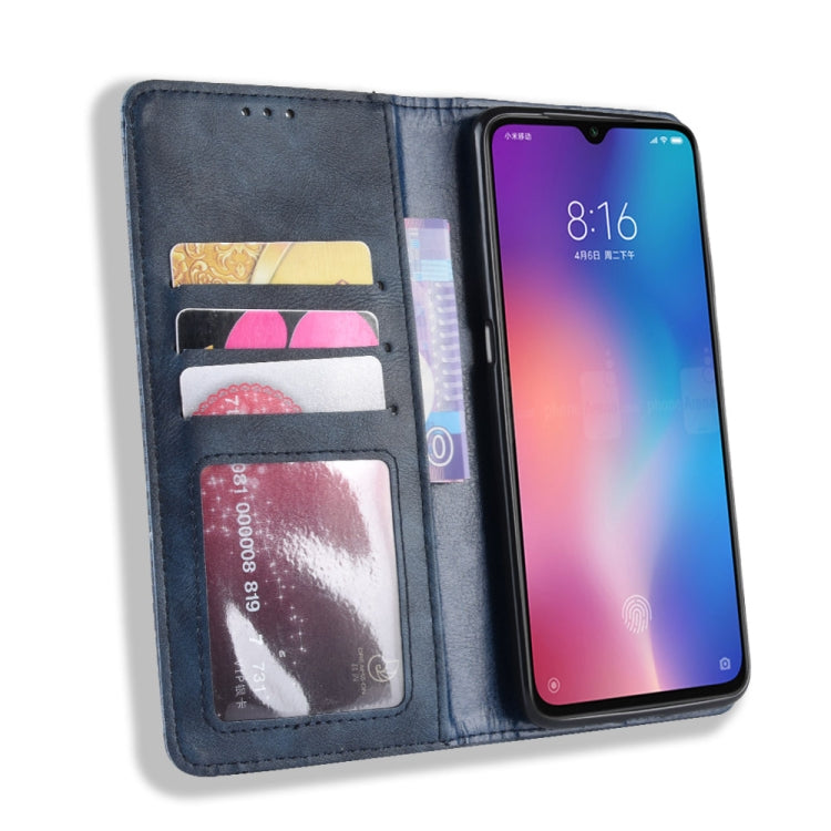 Magnetic Buckle Retro Texture Horizontal Flip Leather Case for Xiaomi Mi 9, with Holder & Card Slots & Wallet