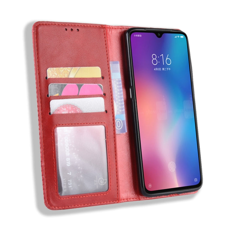 Magnetic Buckle Retro Texture Horizontal Flip Leather Case for Xiaomi Mi 9, with Holder & Card Slots & Wallet