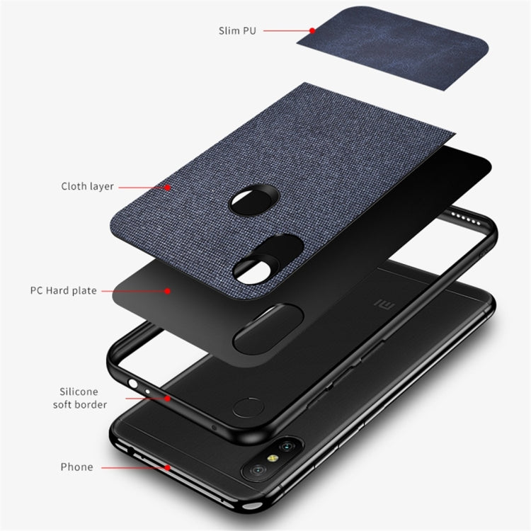 Shockproof Splicing PU + Cloth Protective Case for Xiaomi Redmi 6 Pro