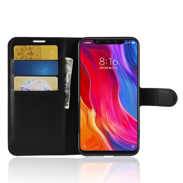 Litchi Texture Horizontal Flip Leather Case for Xiaomi Mi 8, with Wallet & Holder & Card Slots