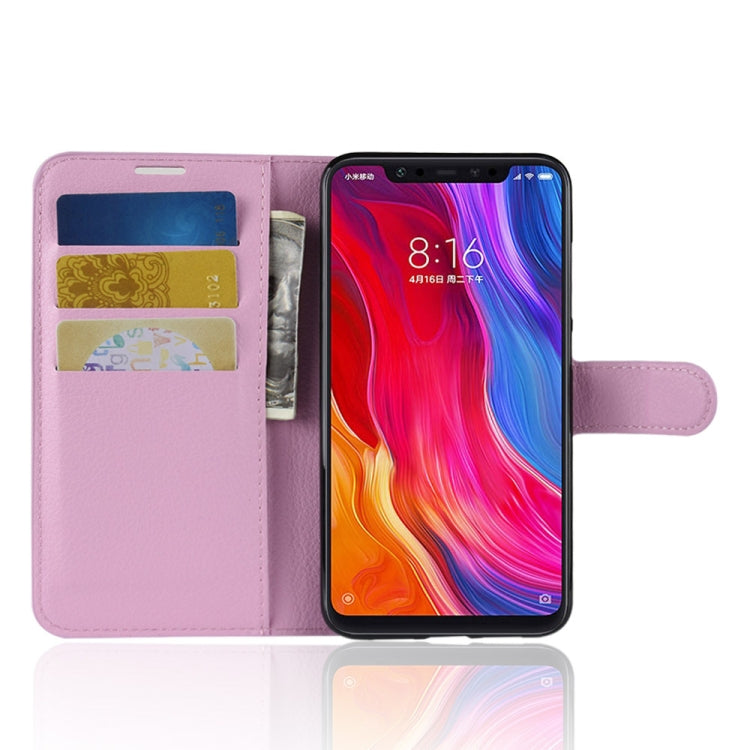 Litchi Texture Horizontal Flip Leather Case for Xiaomi Mi 8, with Wallet & Holder & Card Slots