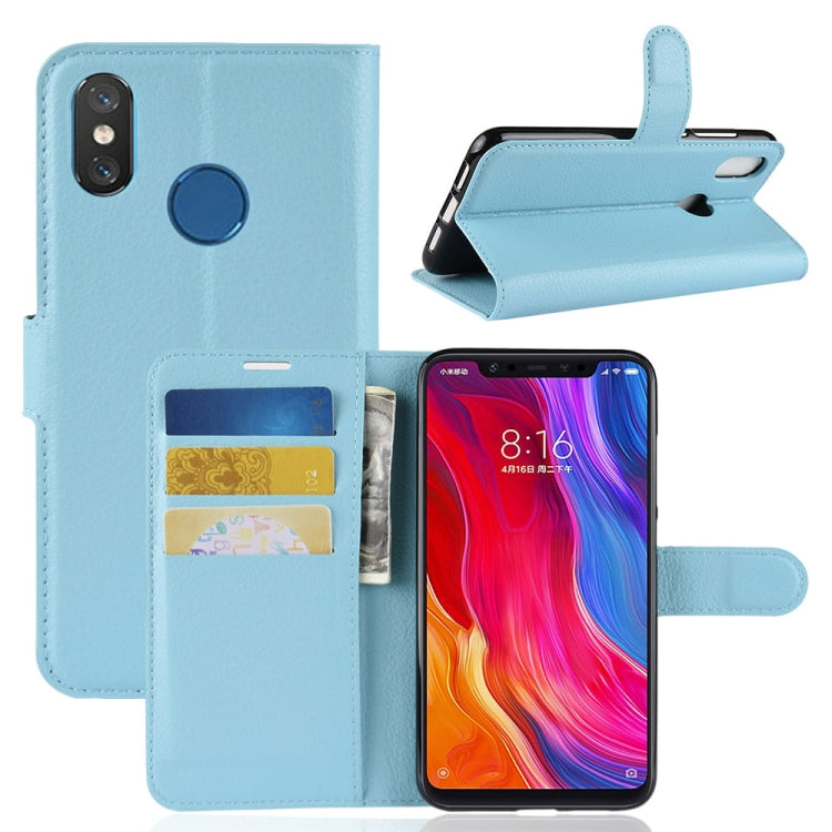 Litchi Texture Horizontal Flip Leather Case for Xiaomi Mi 8, with Wallet & Holder & Card Slots