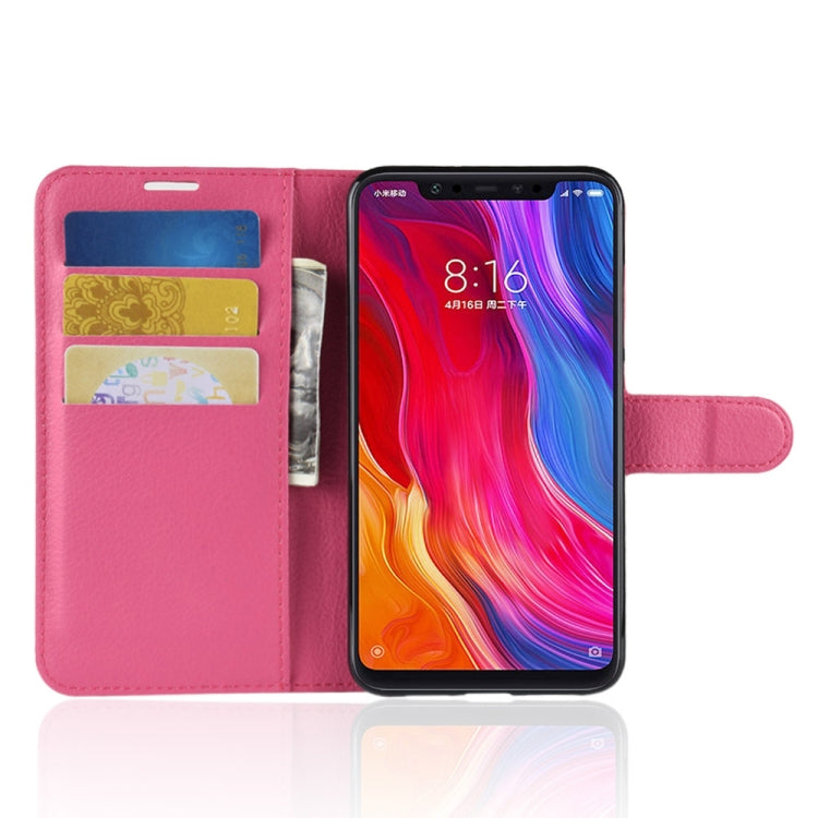 Litchi Texture Horizontal Flip Leather Case for Xiaomi Mi 8, with Wallet & Holder & Card Slots