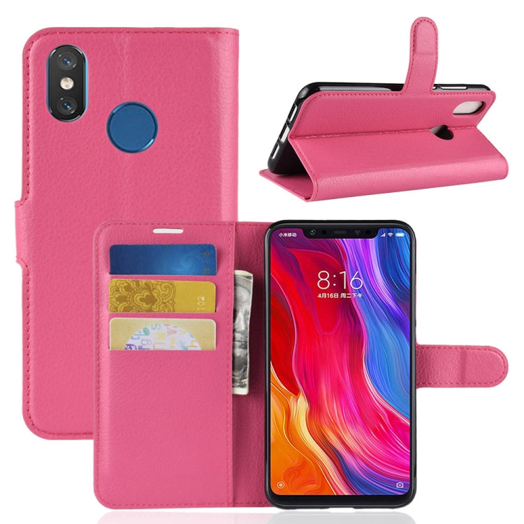 Litchi Texture Horizontal Flip Leather Case for Xiaomi Mi 8, with Wallet & Holder & Card Slots