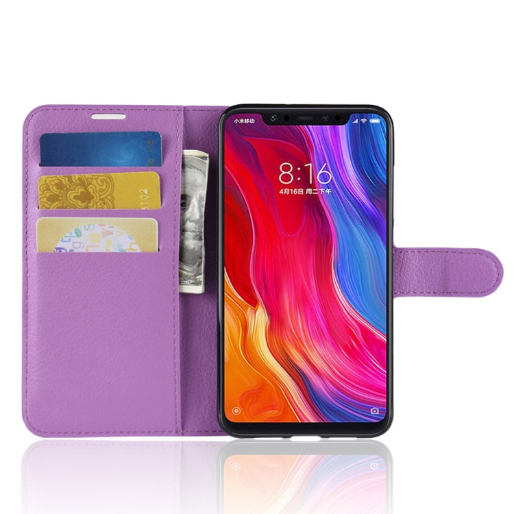 Litchi Texture Horizontal Flip Leather Case for Xiaomi Mi 8, with Wallet & Holder & Card Slots