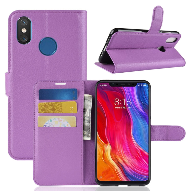 Litchi Texture Horizontal Flip Leather Case for Xiaomi Mi 8, with Wallet & Holder & Card Slots
