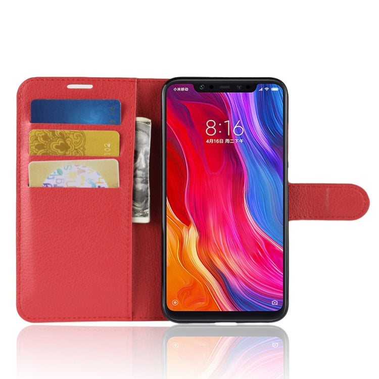 Litchi Texture Horizontal Flip Leather Case for Xiaomi Mi 8, with Wallet & Holder & Card Slots