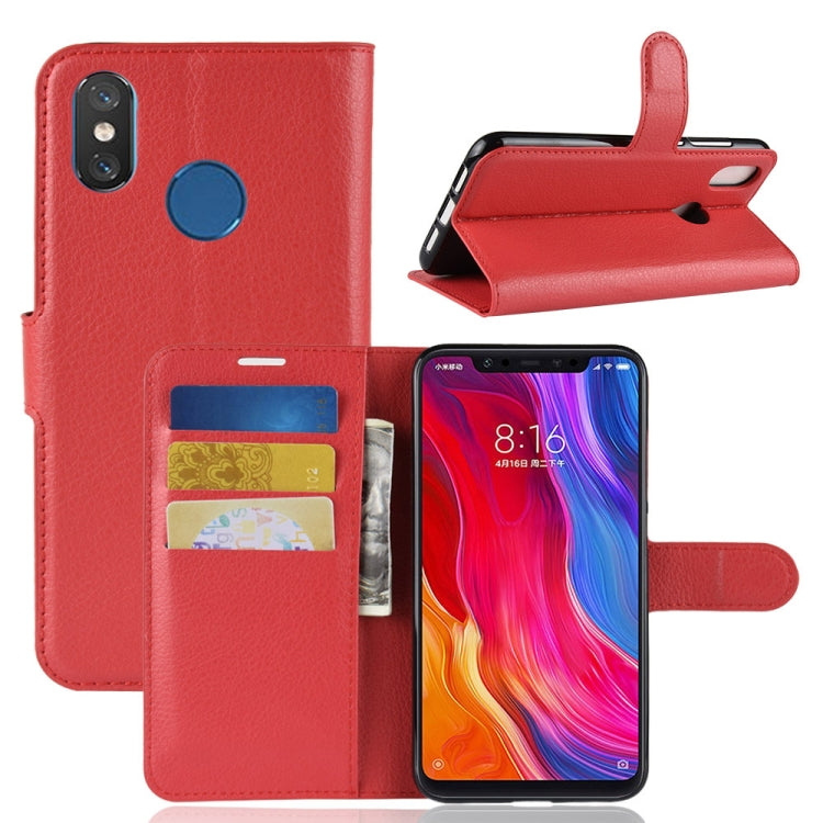 Litchi Texture Horizontal Flip Leather Case for Xiaomi Mi 8, with Wallet & Holder & Card Slots