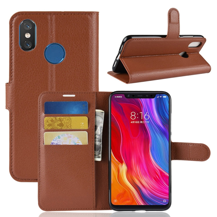 Litchi Texture Horizontal Flip Leather Case for Xiaomi Mi 8, with Wallet & Holder & Card Slots