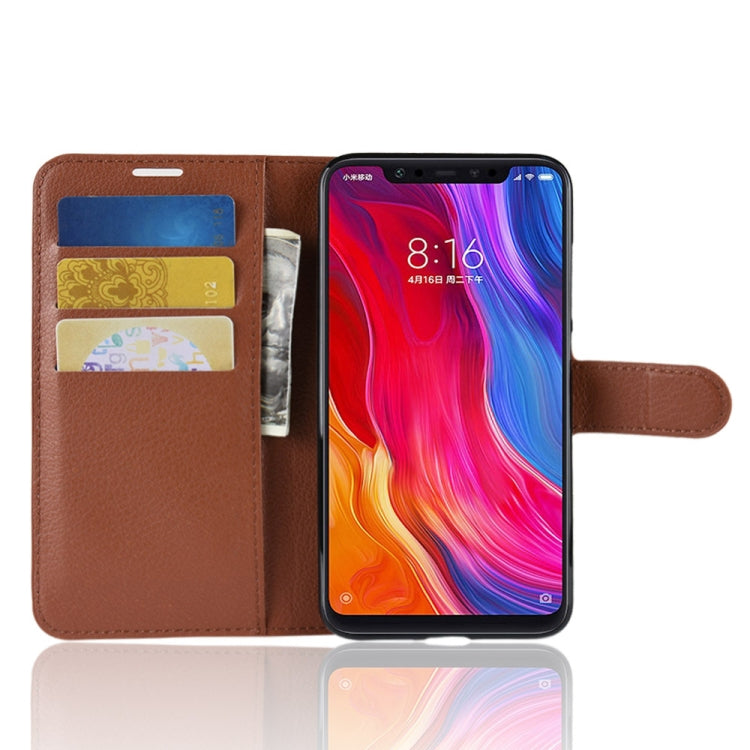 Litchi Texture Horizontal Flip Leather Case for Xiaomi Mi 8, with Wallet & Holder & Card Slots