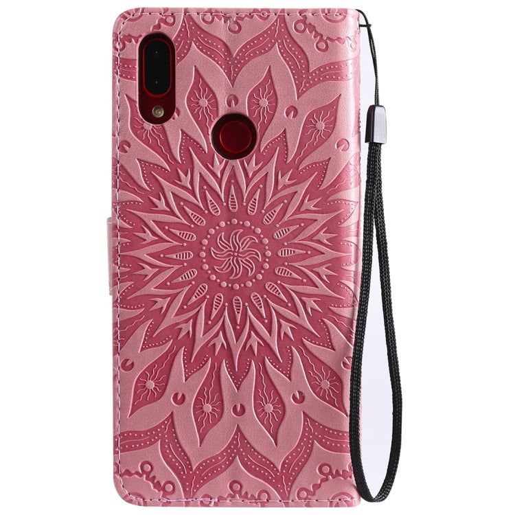 Sun Embossing Pattern Horizontal Flip Leather Case for Xiaomi Redmi Note 7, with Card Slot & Holder & Wallet & Lanyard
