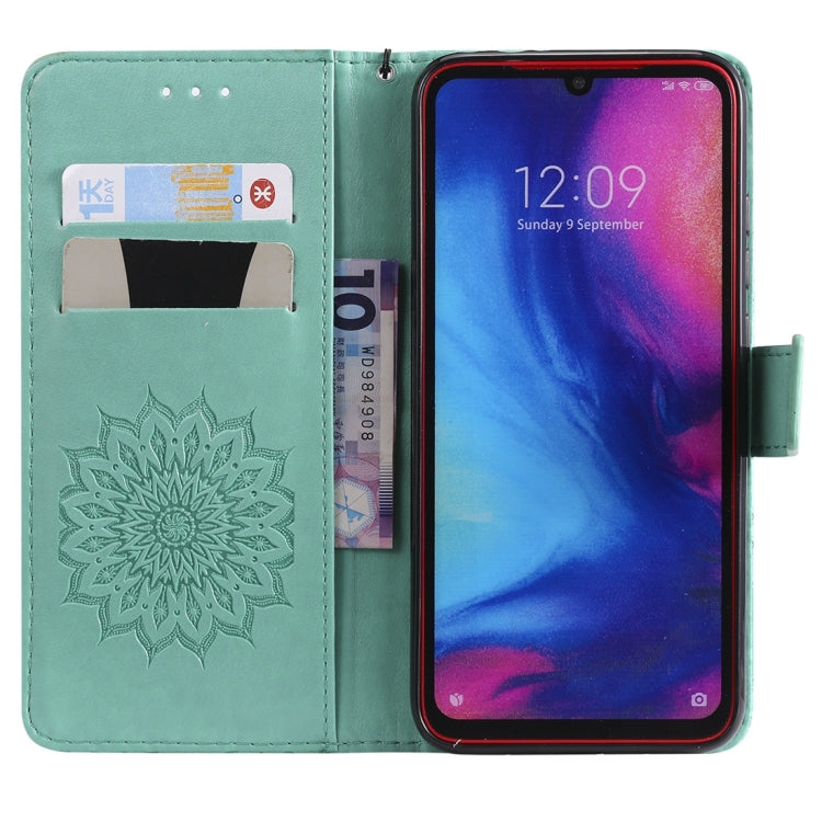 Sun Embossing Pattern Horizontal Flip Leather Case for Xiaomi Redmi Note 7, with Card Slot & Holder & Wallet & Lanyard