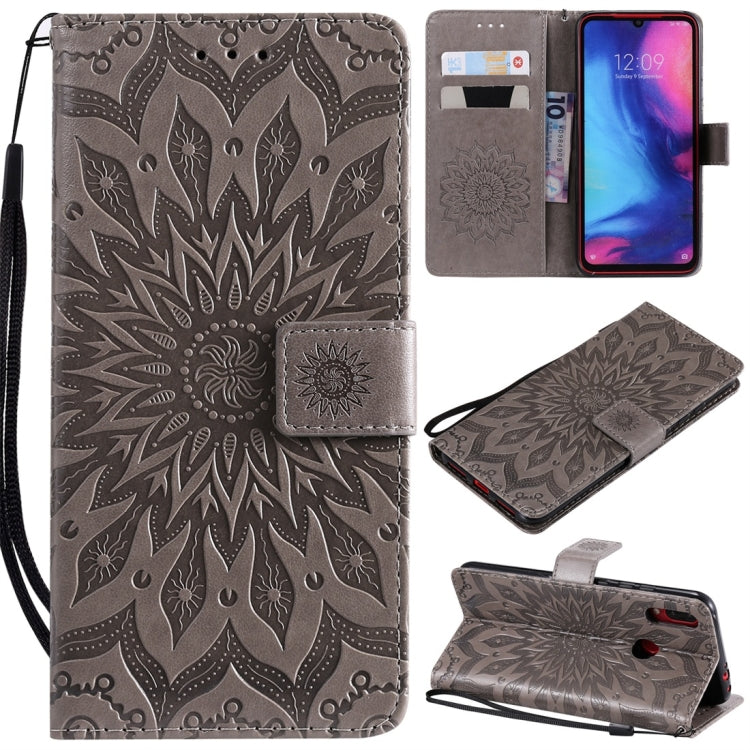 Sun Embossing Pattern Horizontal Flip Leather Case for Xiaomi Redmi Note 7, with Card Slot & Holder & Wallet & Lanyard
