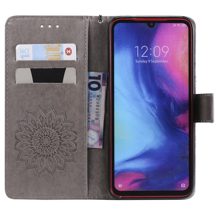 Sun Embossing Pattern Horizontal Flip Leather Case for Xiaomi Redmi Note 7, with Card Slot & Holder & Wallet & Lanyard