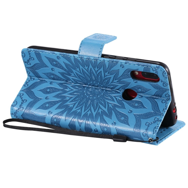 Sun Embossing Pattern Horizontal Flip Leather Case for Xiaomi Redmi Note 7, with Card Slot & Holder & Wallet & Lanyard