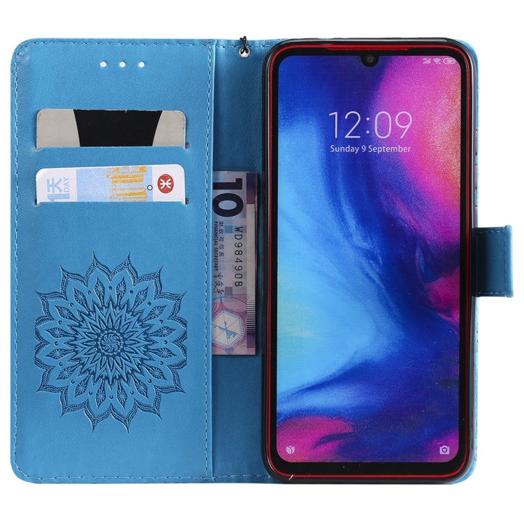 Sun Embossing Pattern Horizontal Flip Leather Case for Xiaomi Redmi Note 7, with Card Slot & Holder & Wallet & Lanyard