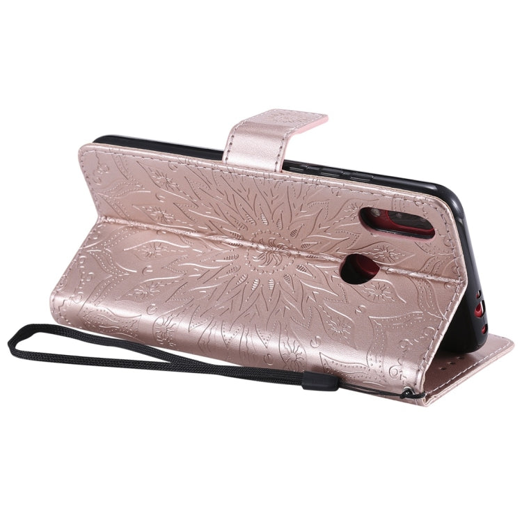 Sun Embossing Pattern Horizontal Flip Leather Case for Xiaomi Redmi Note 7, with Card Slot & Holder & Wallet & Lanyard