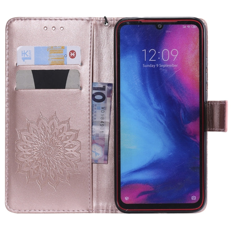 Sun Embossing Pattern Horizontal Flip Leather Case for Xiaomi Redmi Note 7, with Card Slot & Holder & Wallet & Lanyard