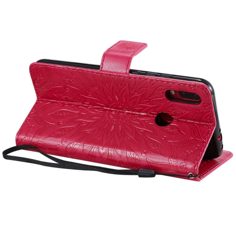 Sun Embossing Pattern Horizontal Flip Leather Case for Xiaomi Redmi Note 7, with Card Slot & Holder & Wallet & Lanyard