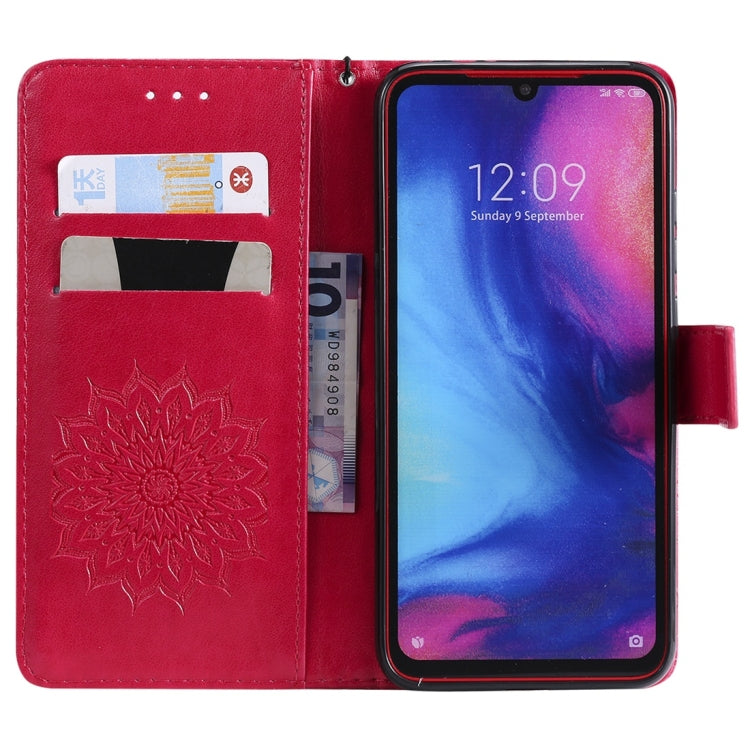 Sun Embossing Pattern Horizontal Flip Leather Case for Xiaomi Redmi Note 7, with Card Slot & Holder & Wallet & Lanyard