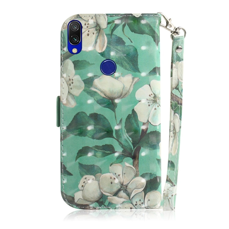 Watercolor Flower Pattern 3D Coloured Drawing Horizontal Flip Leather Case for Xiaomi Redmi 7, with Holder & Card Slots & Wallet
