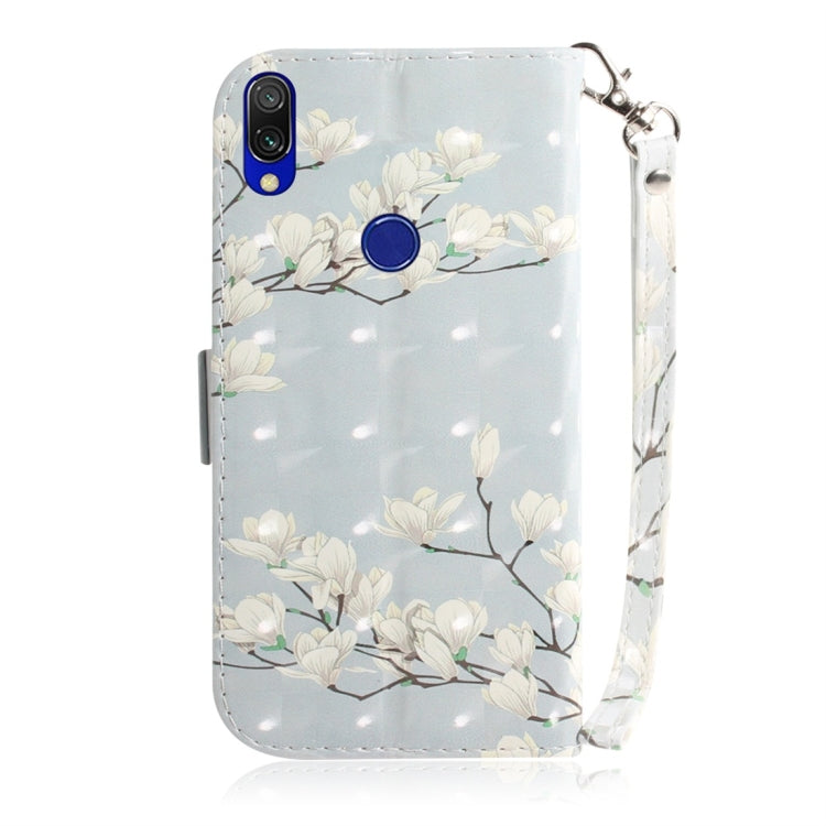 Magnolia Pattern 3D Coloured Drawing Horizontal Flip Leather Case for Xiaomi Redmi 7, with Holder & Card Slots & Wallet