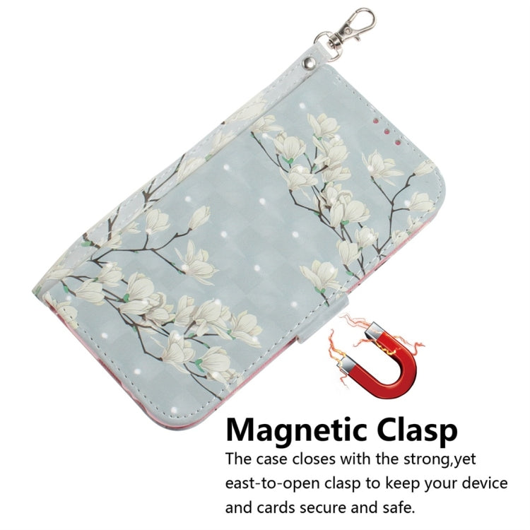 Magnolia Pattern 3D Coloured Drawing Horizontal Flip Leather Case for Xiaomi Redmi 7, with Holder & Card Slots & Wallet